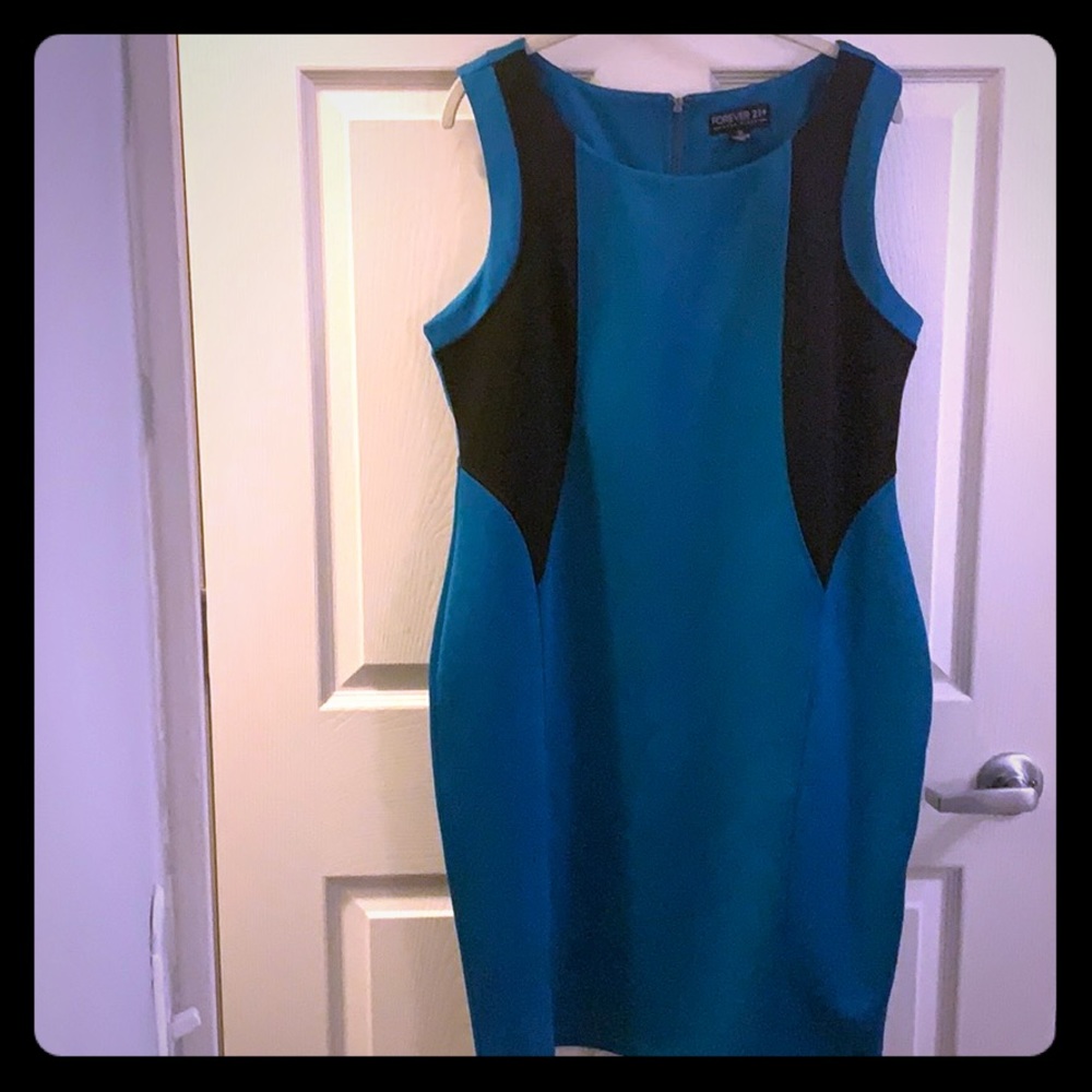 Forever 21 turquoise and black dress